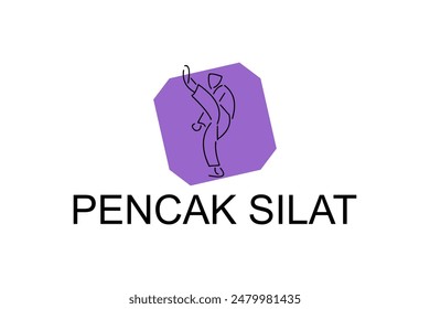 pencak silat sport vector line icon. sportsman, fighting stance. sport pictogram illustration.