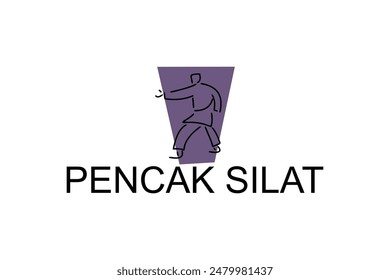 pencak silat sport vector line icon. sportsman, fighting stance. sport pictogram illustration.