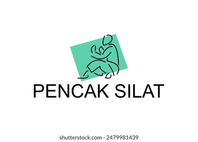 pencak silat sport vector line icon. sportsman, fighting stance. sport pictogram illustration.