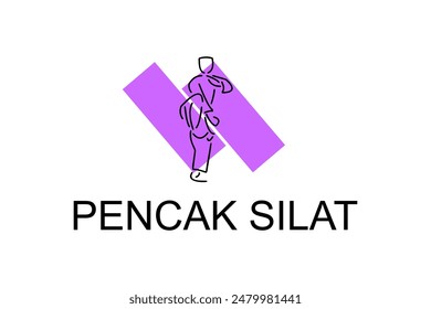 pencak silat sport vector line icon. sportsman, fighting stance. sport pictogram illustration.