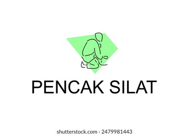 pencak silat sport vector line icon. sportsman, fighting stance. sport pictogram illustration.