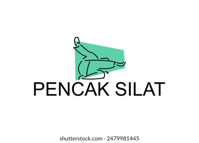 pencak silat sport vector line icon. sportsman, fighting stance. sport pictogram illustration.