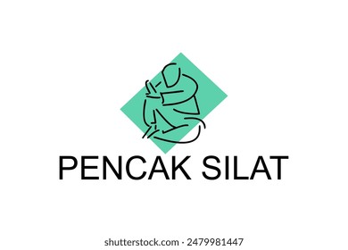 pencak silat sport vector line icon. sportsman, fighting stance. sport pictogram illustration.