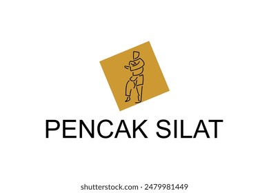 pencak silat sport vector line icon. sportsman, fighting stance. sport pictogram illustration.