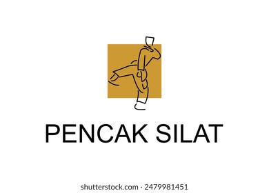 pencak silat sport vector line icon. sportsman, fighting stance. sport pictogram illustration.