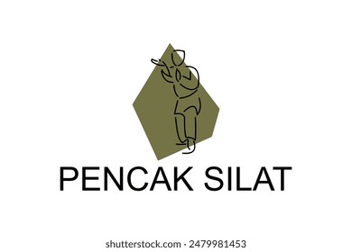 pencak silat sport vector line icon. sportsman, fighting stance. sport pictogram illustration.