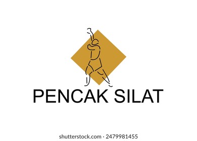 pencak silat sport vector line icon. sportsman, fighting stance. sport pictogram illustration.