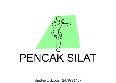 pencak silat sport vector line icon. sportsman, fighting stance. sport pictogram illustration.