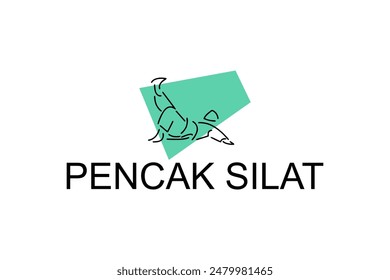 pencak silat sport vector line icon. sportsman, fighting stance. sport pictogram illustration.