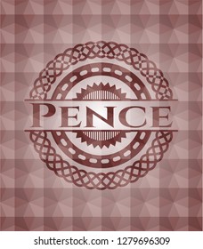 Pence red seamless badge with geometric pattern.