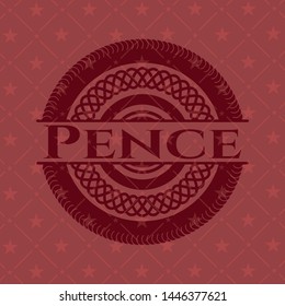 Pence vintage red emblem. Vector Illustration. Detailed.