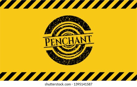 Penchant black grunge emblem with yellow background. Vector Illustration. Detailed.