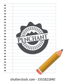 Penchant drawn in pencil. Vector Illustration. Detailed.