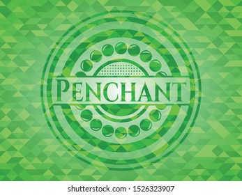 Penchant green emblem. Mosaic background. Vector Illustration. Detailed.