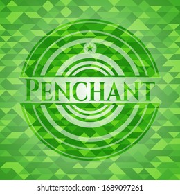 Penchant green emblem with mosaic background. Vector Illustration. Detailed.