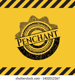 Penchant inside warning sign, black grunge emblem. Vector Illustration. Detailed.