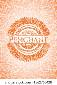 Penchant orange mosaic emblem with background