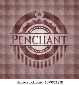 Penchant red seamless badge with geometric background.