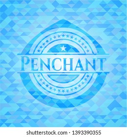 Penchant sky blue emblem. Mosaic background