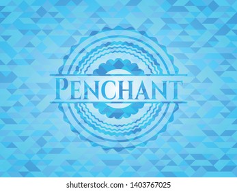 Penchant sky blue emblem. Mosaic background