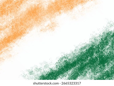 Fundo abstrato lápis em estilo de colagem na moda em açafrão, branco e cores verdes. Fundo da bandeira indiana. Dia da Independência da Índia	