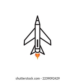 pencil airplane logo icon vector line illustration design