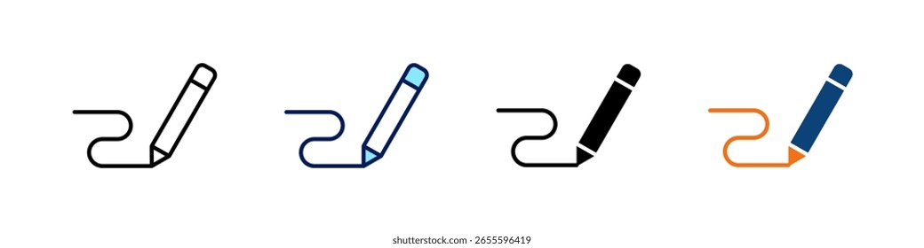 Pencil All In One Icon Multi Styles Vector Set