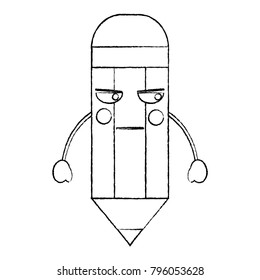 pencil angry school supplies kawaii icon image 