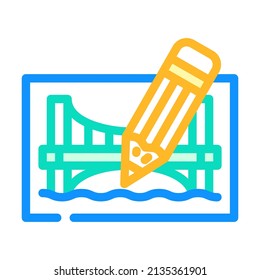 pencil architect tool for create construction color icon vector. pencil architect tool for create construction sign. isolated symbol illustration