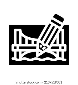 pencil architect tool for create construction glyph icon vector. pencil architect tool for create construction sign. isolated contour symbol black illustration