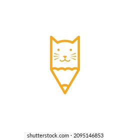 pencil art creative with head cat logo