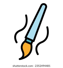 Vector de contorno de icono de ilustración de lápiz. Galería de arte. Color de pintura cultural plano