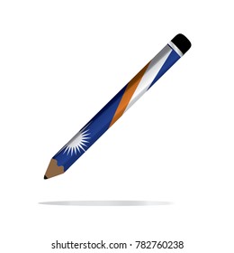 pencil and background of Marshall Islands flag