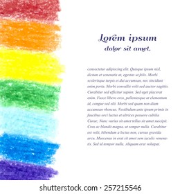 Pencil background with place for text. Sketch design. Rainbow pencil texture. Grunge background. Vector illustration.