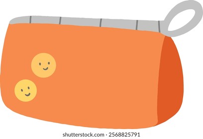 pencil bag Orange with two smiley faces on it