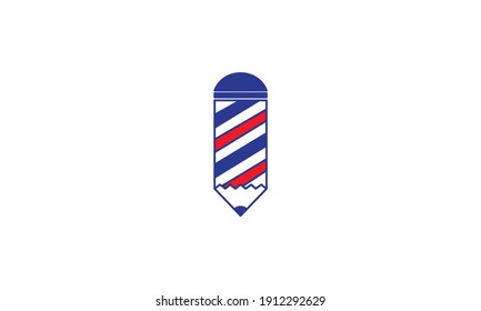 pencil with barber shop logo vector icon symbol design graphic illustration