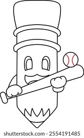 Pencil Baseball Baseball bat Vector Graphic Art Illustration