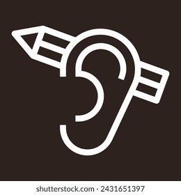 Pencil behind ear, creativity symbol on dark background