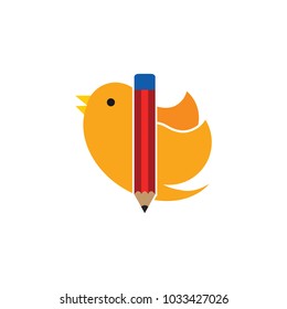 Pencil Bird Logo Icon Design