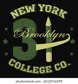 pencil bklyn Fashion Typography Graphics. New York Sport Brooklyn team T-shirt Design, vector illustration
