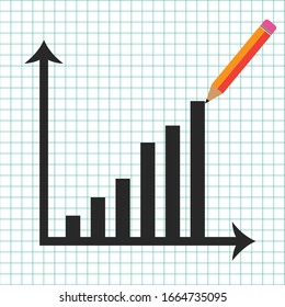 A pencil with a black graph on a white background