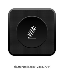 pencil  black square plastic button, vector, EPS 10