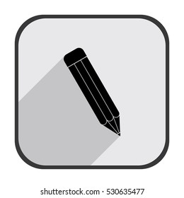 Pencil - black vector icon  with long shadow