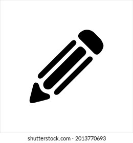 Pencil black vector icon on white background.