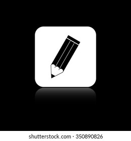 pencil - black vector icon on the white button