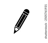 Pencil black and white flat vector icon design. Pencil symbol and glyph
