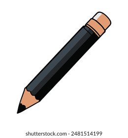 Pencil  black and white vector illustration silhouette.