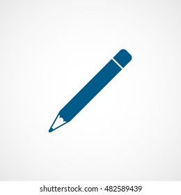 Pencil Blue Flat Icon On White Background