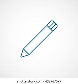 Pencil Blue Line Icon On White Background