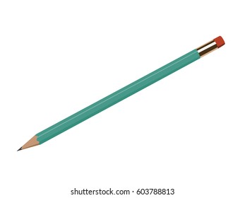 Pencil blue realistic vector illustration isolated